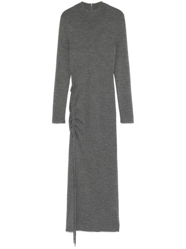 Grey ribbed wool midi dress