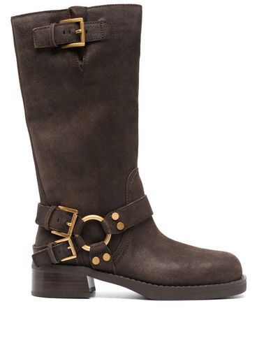 Suede biker boots