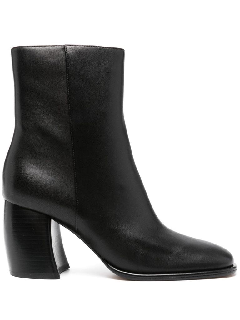 Shop Michael Kors Leather Ankle Boots With Heel In Black