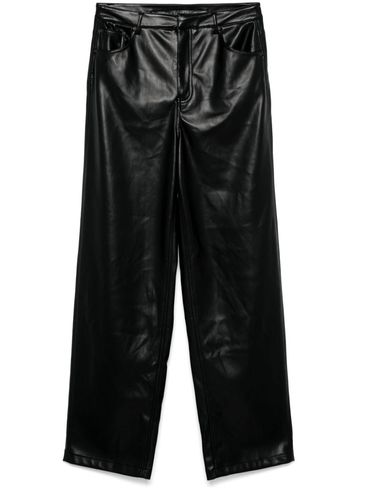 Wide-leg faux leather trousers