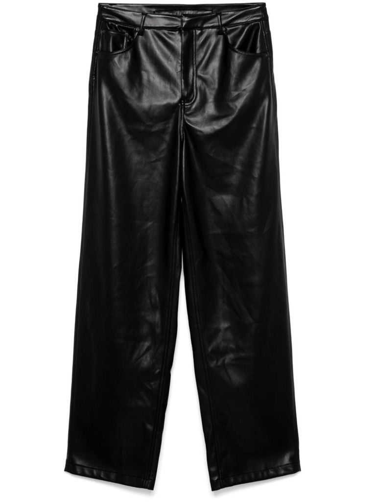 Shop Rotate Birger Christensen Wide-leg Faux Leather Trousers In Black