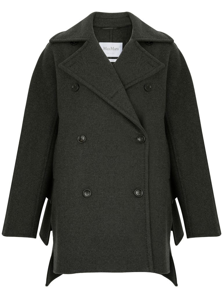 Shop Max Mara Asturie Short Coat In Wool And Cashmere In Grey