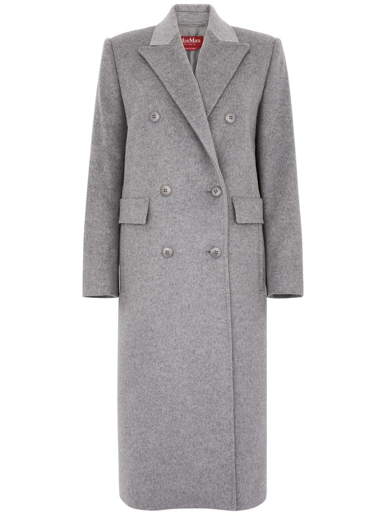 Shop Max Mara Corolla Long Coat In Wool In Grey