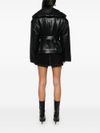 Short faux leather puffer jacket