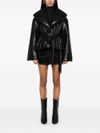 Short faux leather puffer jacket