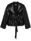 Short faux leather puffer jacket