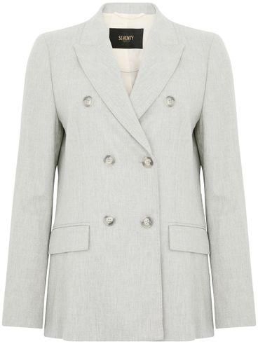 Beige double-breasted wool blazer