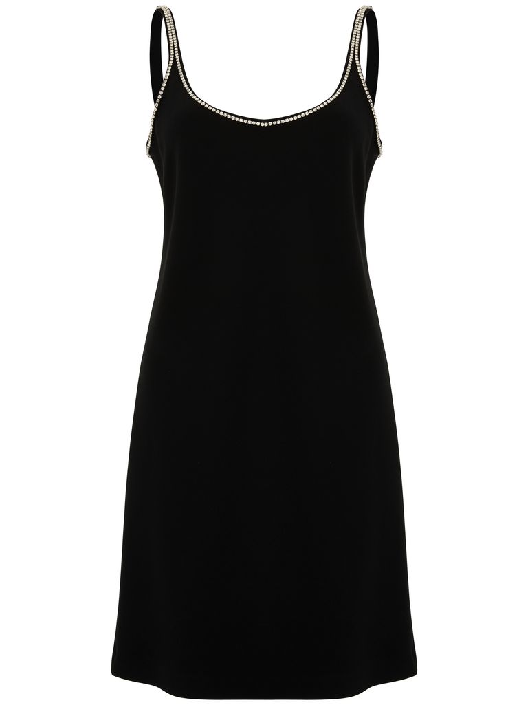 Shop Sportmax Abetone Hort Dress With Rhinestones In Black