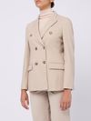 Blazer doppiopetto in lana beige