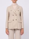 Beige double-breasted wool blazer