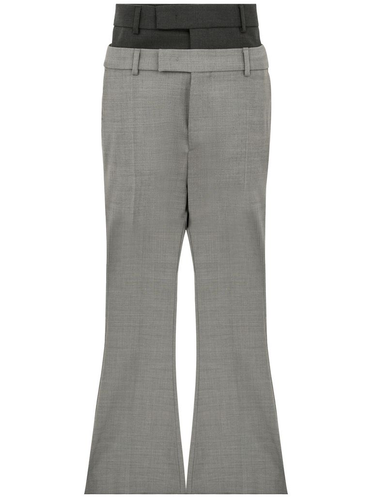 Shop Sportmax Lince Trousers In Wool With Double Closure In Grey