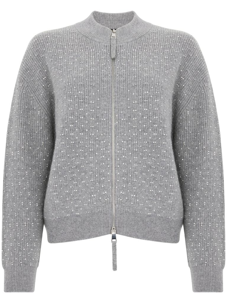 Shop Seventy Grey Wool Cardigan With Zip