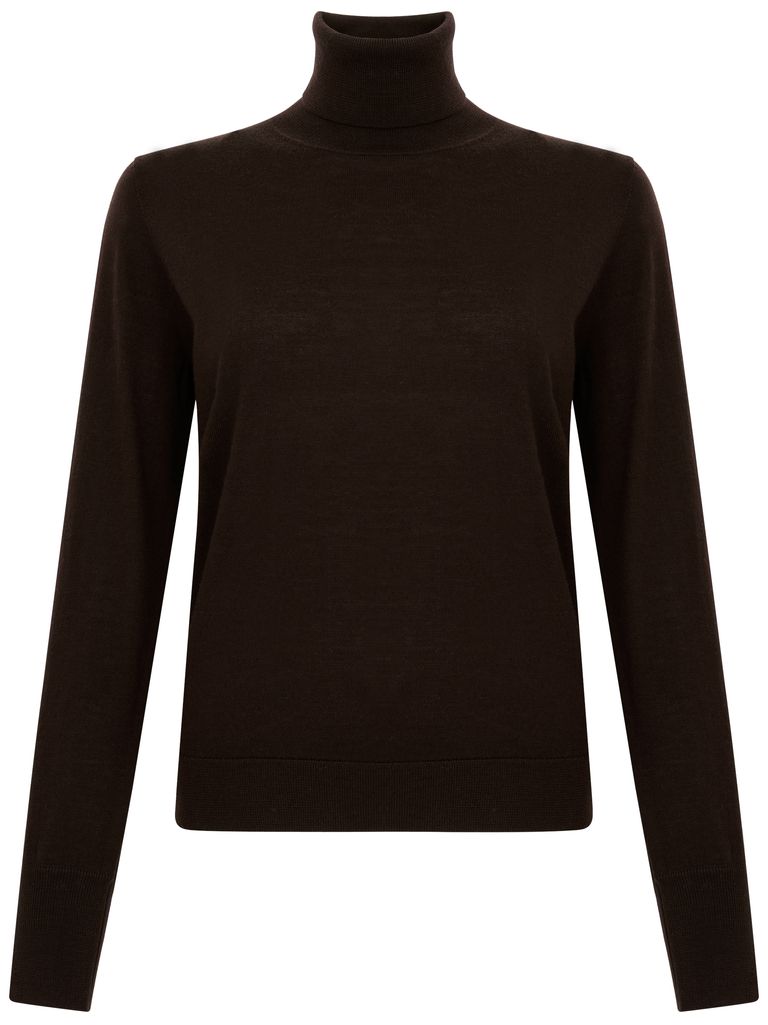 Shop Seventy Wool Sweater With Side Slits In Brown