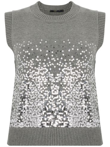 Crew neck vest with rhinestones