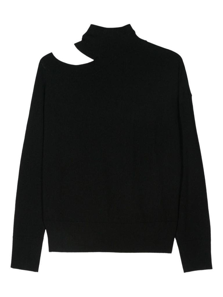 Shop Seventy Cut-out Wool Sweater In Black