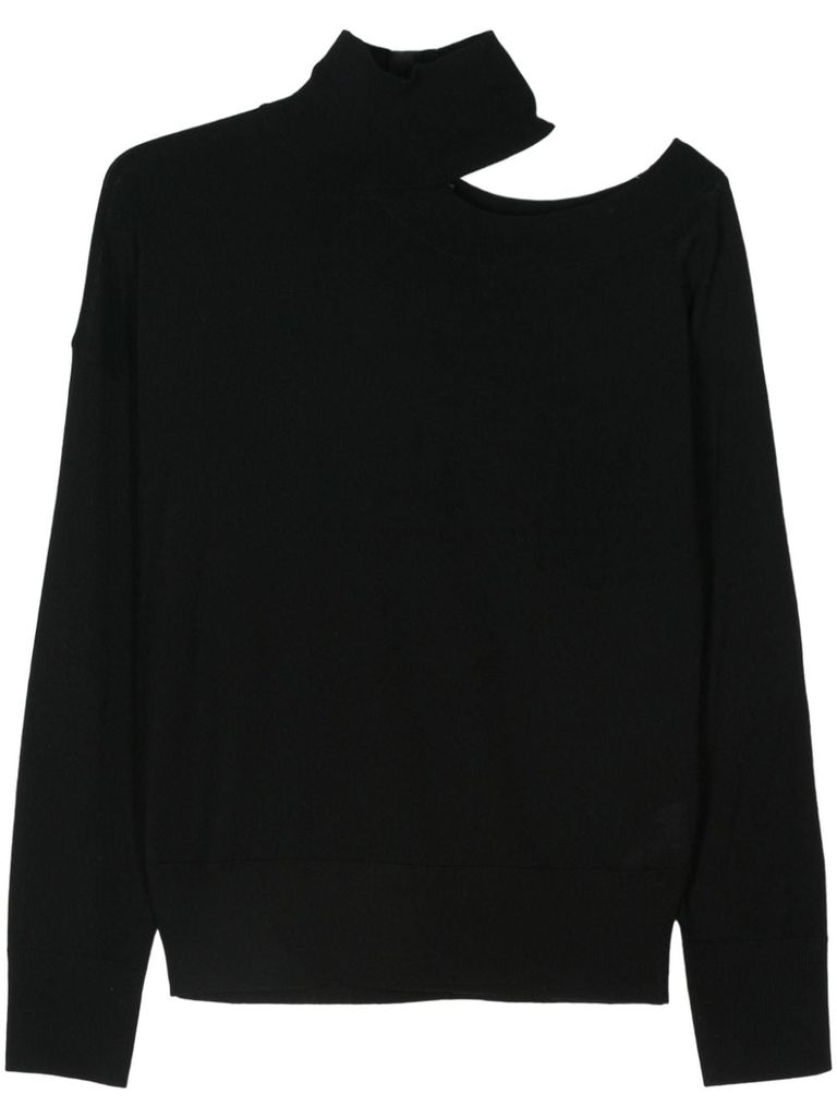 Shop Seventy Cut-out Wool Sweater In Black