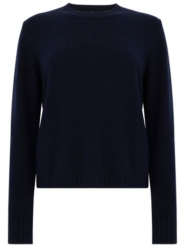 SEVENTY - Maglione in lana e cashmere blu girocollo