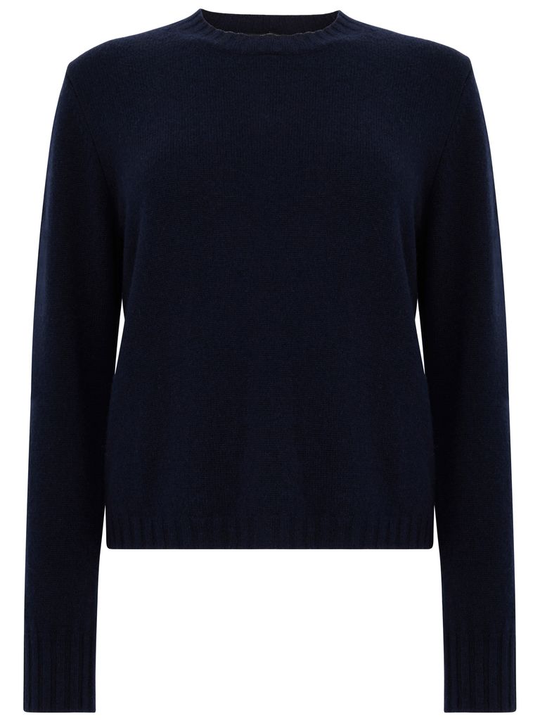 Shop Seventy Blue Crew Neck Sweater In Wool And Cashmere