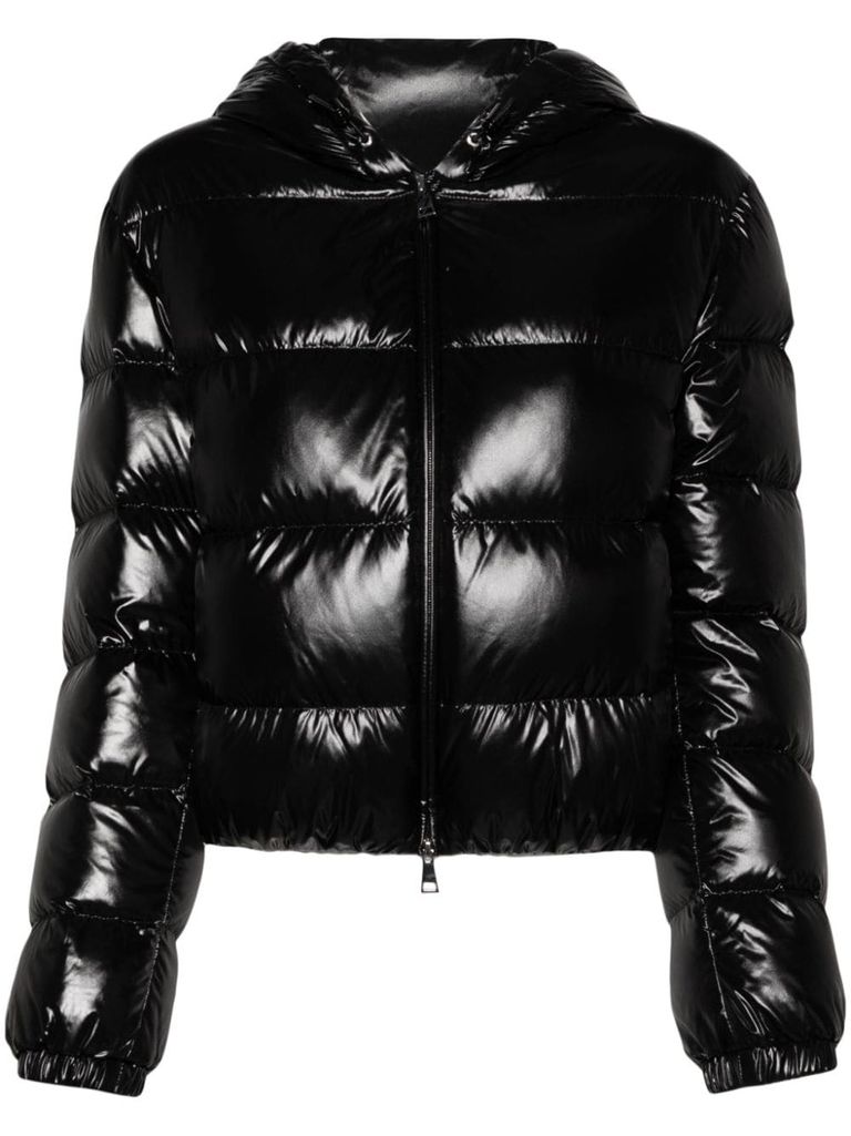 Shop Moncler Short Bayard Quilted Down Jacket In Black