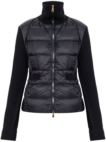 MONCLER - Piumino-cardigan in lana imbottito