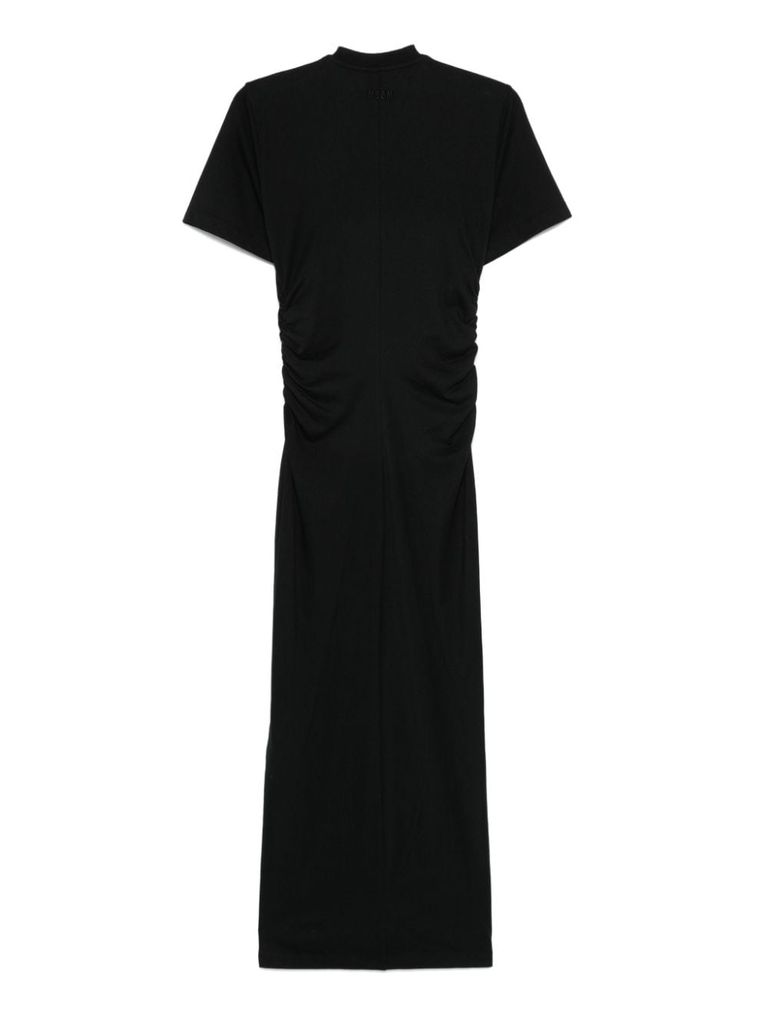 Shop Msgm Long Cotton Dress With Zip In Black