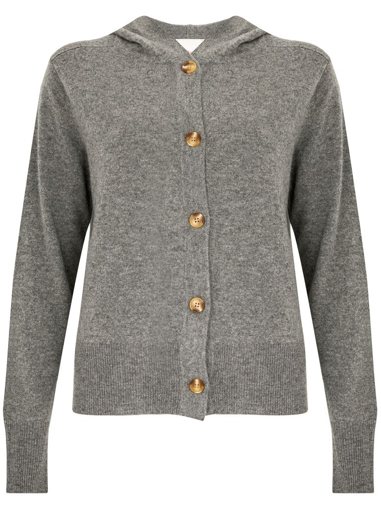 Shop Absolut Cashmere Cashmere Hoodie Cardigan In Grey