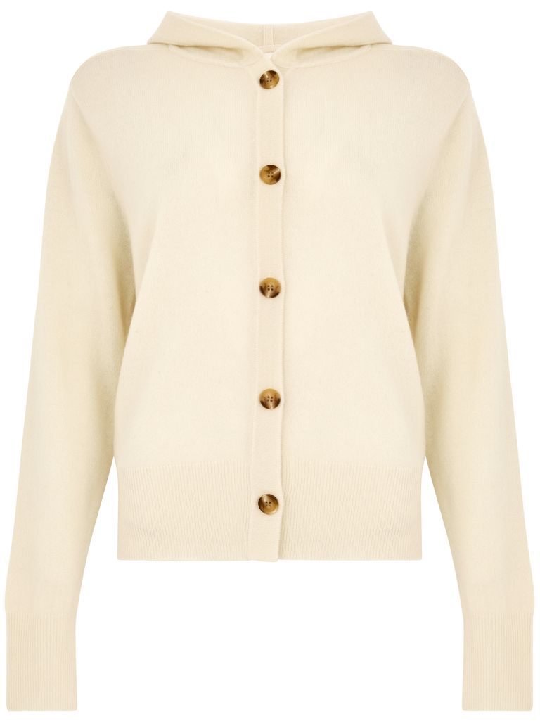 Shop Absolut Cashmere Cashmere Hoodie Cardigan In Beige