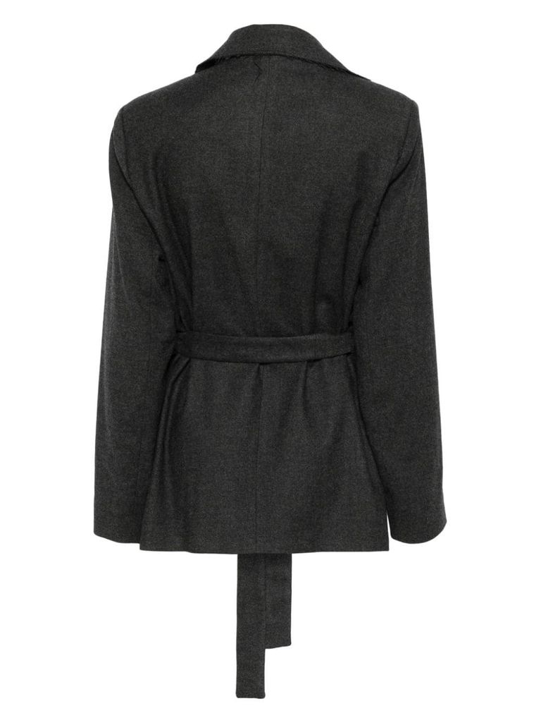 Shop Antonelli Gila Blazer In Wool With Belt In Grey