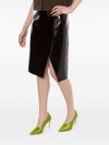 Midi wool skirt with glossy finish