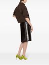 Midi wool skirt with glossy finish