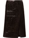 Midi wool skirt with glossy finish