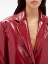 Long single-breasted faux leather jacket