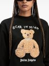 Crewneck cotton sweatshirt with bear design