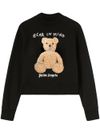 Crewneck cotton sweatshirt with bear design