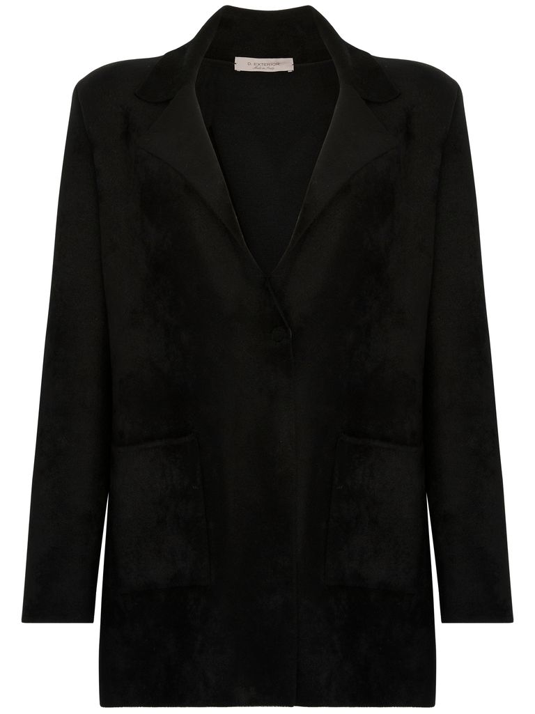 Shop D Exterior Single-breasted Velvet Blazer In Black