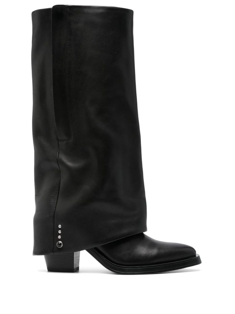 Shop Ash Jackson High Leather Boots In Black