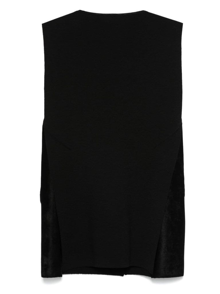 Shop D Exterior Velvet Vest With V-neck In Black