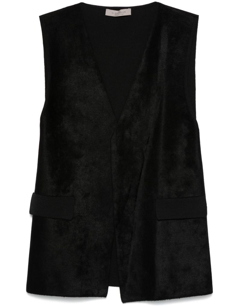 Shop D Exterior Velvet Vest With V-neck In Black