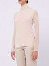 Cream semi-sheer turtleneck top