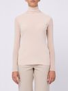 Cream semi-sheer turtleneck top