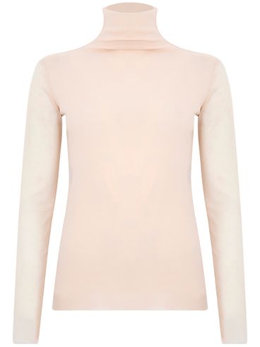 Cream semi-sheer turtleneck top