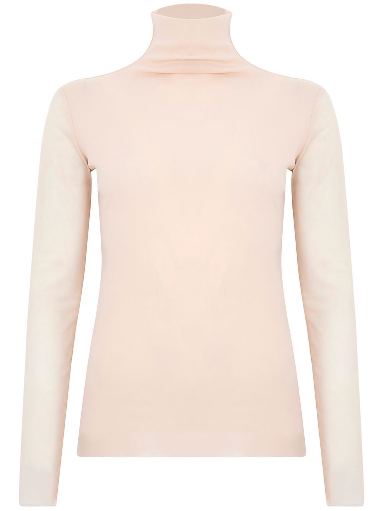 Shop D Exterior Cream Semi-sheer Turtleneck Top In White