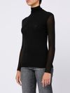 Black semi-sheer turtleneck top