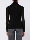 Black semi-sheer turtleneck top