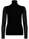 Black semi-sheer turtleneck top