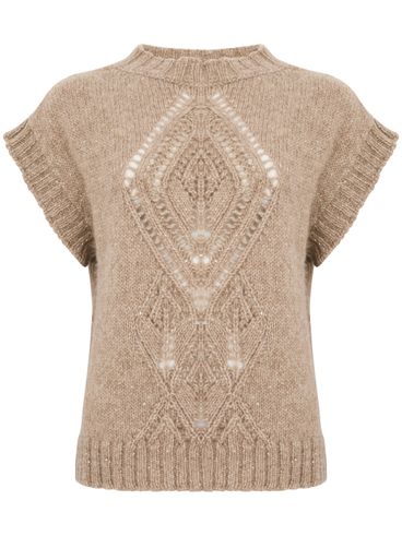 Short-sleeve wool sweater