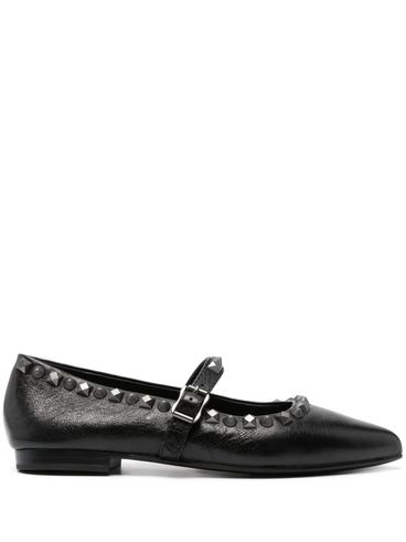 Calf leather ballerina flats with studs