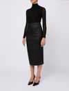 Faux leather fitted midi skirt