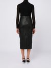 Faux leather fitted midi skirt