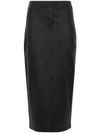 Faux leather fitted midi skirt